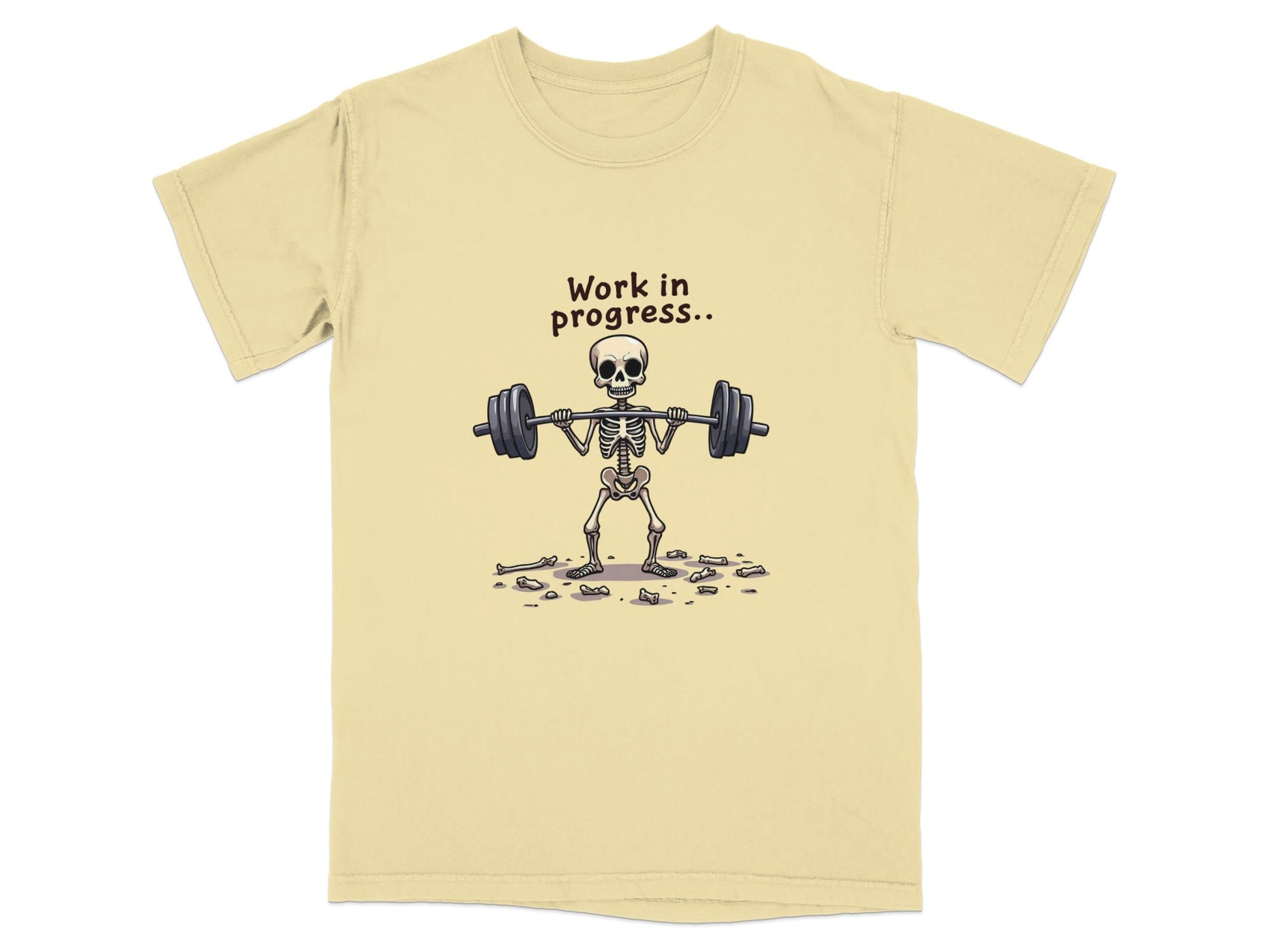 Skeleton Lifting Work in Progress Weightlifting Gym T-Shirt - IconVexa