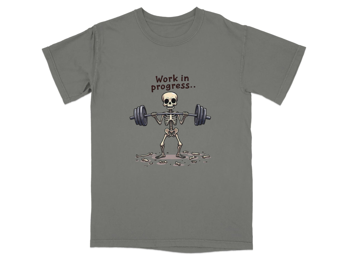 Skeleton Lifting Work in Progress Weightlifting Gym T-Shirt - IconVexa
