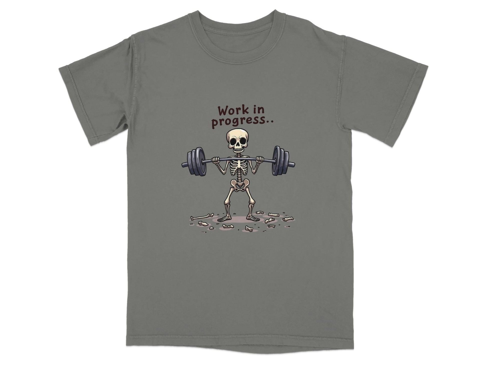 Skeleton Lifting Work in Progress Weightlifting Gym T-Shirt - IconVexa