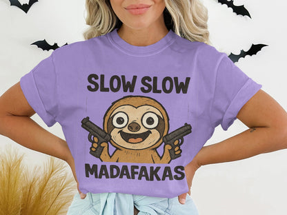 Slow Sloth Madarakas T-Shirt, Funny Sloth Tee, Graphic Tee Shirt, Sarcastic T-Shirt, Animal Lover Shirt, Novelty T-Shirt - IconVexa