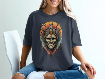 Smiling Mask on Celestial Background Graphic Tee Shirt - IconVexa