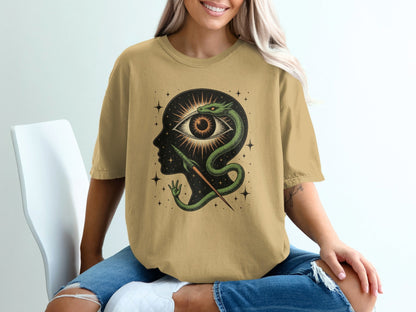 Snake Surrounding an Eye Design Illustration on a T-Shirt - IconVexa