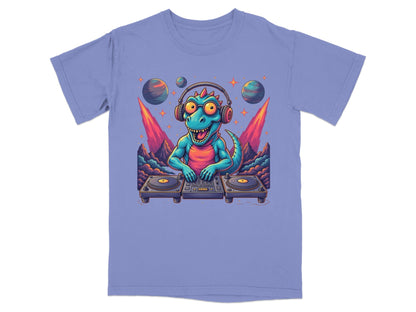 Space DJ Dinosaur With Headphones Graphic Design T-Shirt - IconVexa