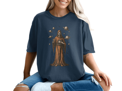 Space Mage Planets Mystical Illustration Design T-Shirt - IconVexa