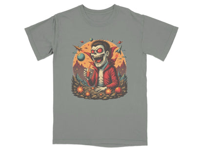 Space Vampire With Drink Graphic Novelty Cool T-Shirt - IconVexa