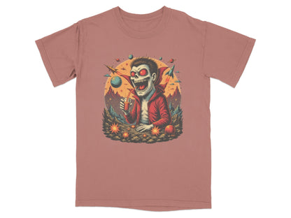 Space Vampire With Drink Graphic Novelty Cool T-Shirt - IconVexa