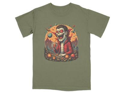 Space Vampire With Drink Graphic Novelty Cool T-Shirt - IconVexa