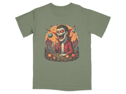 Space Vampire With Drink Graphic Novelty Cool T-Shirt - IconVexa