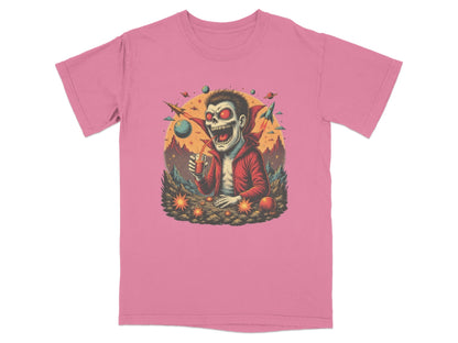 Space Vampire With Drink Graphic Novelty Cool T-Shirt - IconVexa