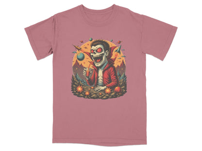 Space Vampire With Drink Graphic Novelty Cool T-Shirt - IconVexa