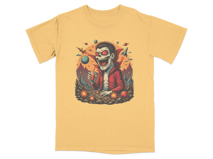 Space Vampire With Drink Graphic Novelty Cool T-Shirt - IconVexa