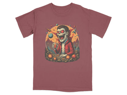 Space Vampire With Drink Graphic Novelty Cool T-Shirt - IconVexa