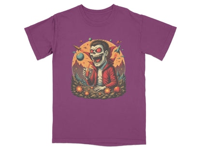 Space Vampire With Drink Graphic Novelty Cool T-Shirt - IconVexa