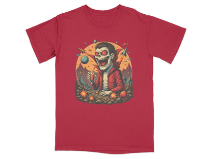 Space Vampire With Drink Graphic Novelty Cool T-Shirt - IconVexa