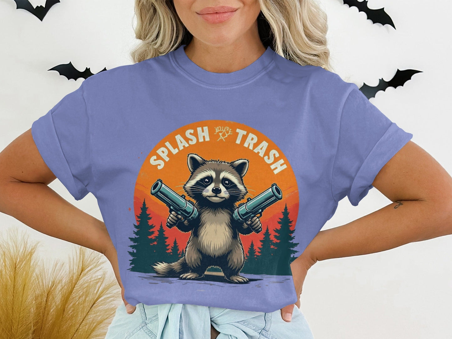 Splash Trash Raccoon T-Shirt, Funny Animal Tee, Bandit T-Shirt, Meme Shirt, Cartoon Graphic Tee, Unique Design Top - IconVexa