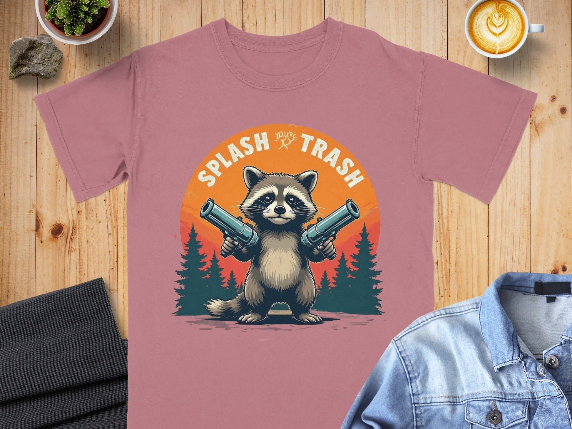 Splash Trash Raccoon T-Shirt, Funny Animal Tee, Bandit T-Shirt, Meme Shirt, Cartoon Graphic Tee, Unique Design Top - IconVexa