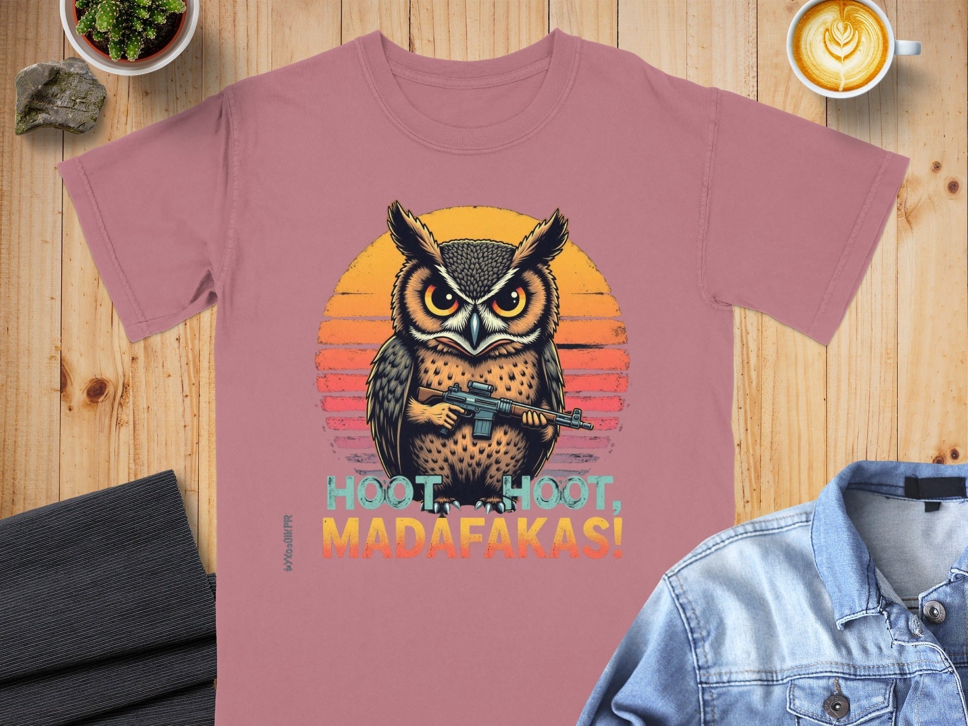 T-Shirt Owl With Gun Tee, Hoot Hoot Madafakas Shirt, Funny Owl Shirt, Animal Shirt, Novelty T Shirt, Graphic Tee, Trendy Shirt - IconVexa