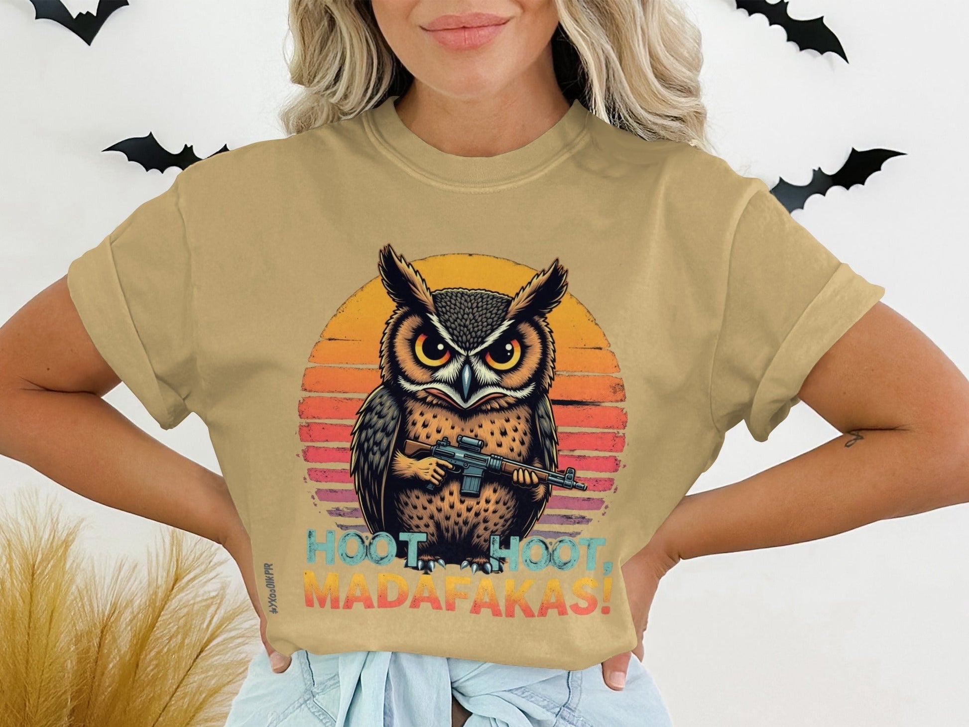 T-Shirt Owl With Gun Tee, Hoot Hoot Madafakas Shirt, Funny Owl Shirt, Animal Shirt, Novelty T Shirt, Graphic Tee, Trendy Shirt - IconVexa