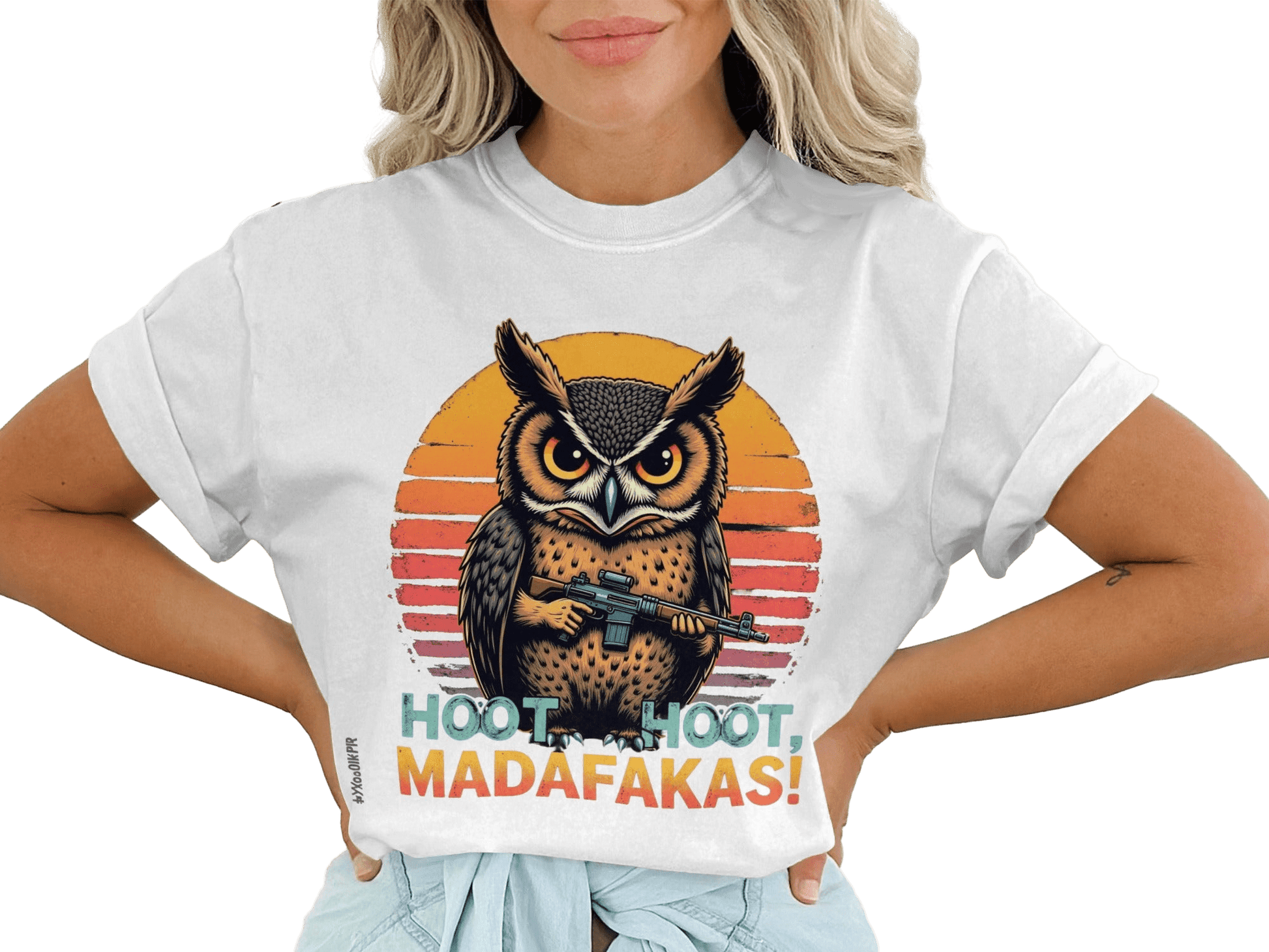 T-Shirt Owl With Gun Tee, Hoot Hoot Madafakas Shirt, Funny Owl Shirt, Animal Shirt, Novelty T Shirt, Graphic Tee, Trendy Shirt - IconVexa