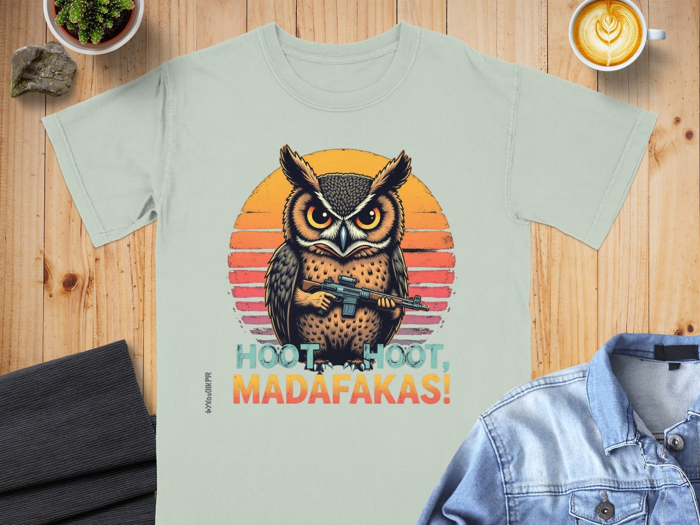 T-Shirt Owl With Gun Tee, Hoot Hoot Madafakas Shirt, Funny Owl Shirt, Animal Shirt, Novelty T Shirt, Graphic Tee, Trendy Shirt - IconVexa