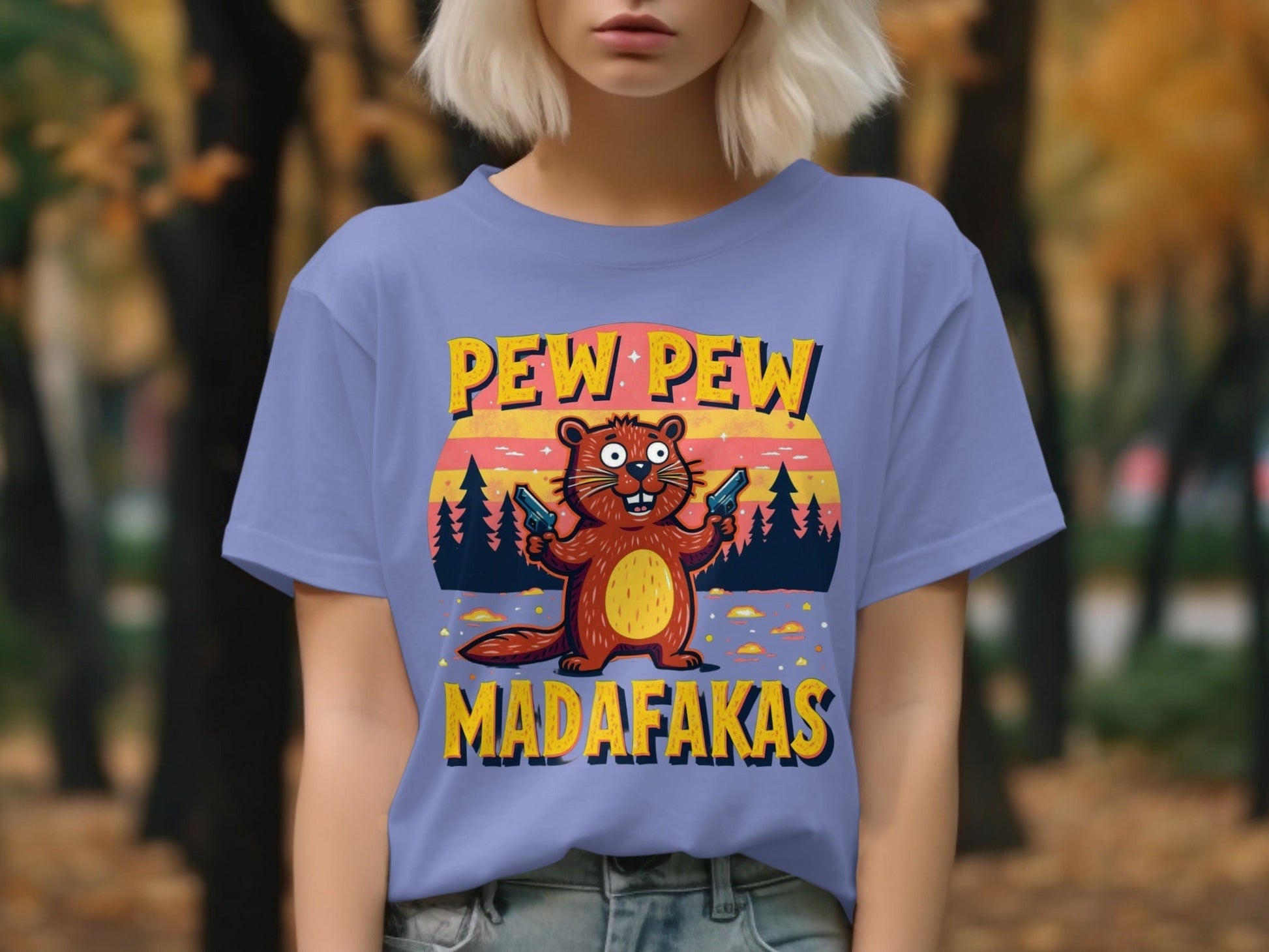 T-Shirt Pew Pew Madafakas, Funny Beaver Shirt, Animal Tee, Sarcastic Shirt, Meme Shirt, Novelty T Shirt, Trendy Tee, Graphic Shirt - IconVexa