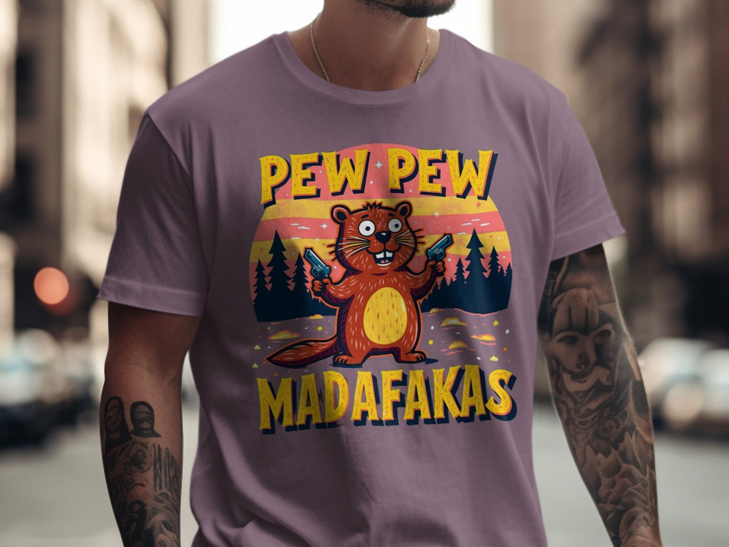 T-Shirt Pew Pew Madafakas, Funny Beaver Shirt, Animal Tee, Sarcastic Shirt, Meme Shirt, Novelty T Shirt, Trendy Tee, Graphic Shirt - IconVexa