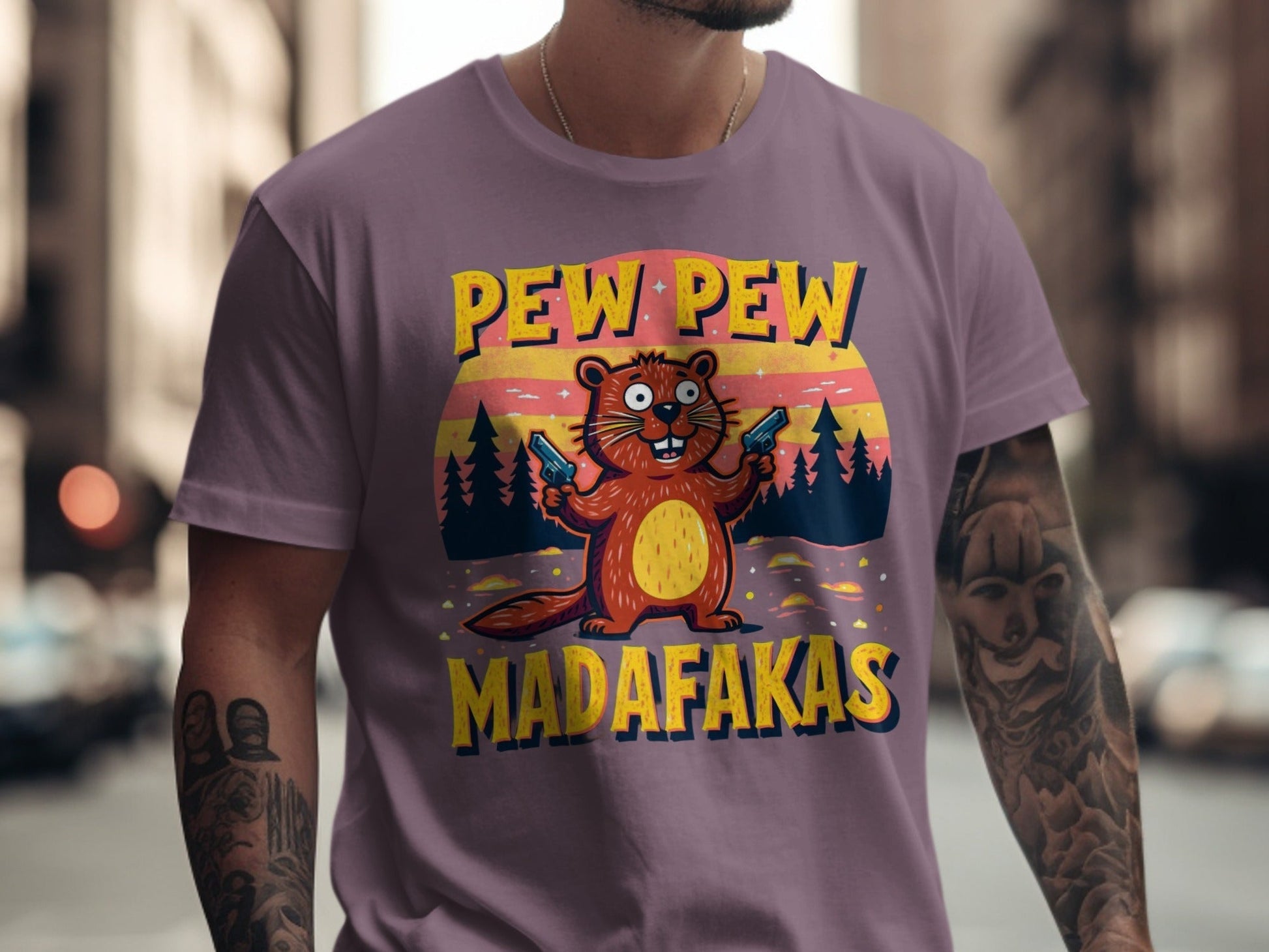 T-Shirt Pew Pew Madafakas, Funny Beaver Shirt, Animal Tee, Sarcastic Shirt, Meme Shirt, Novelty T Shirt, Trendy Tee, Graphic Shirt - IconVexa