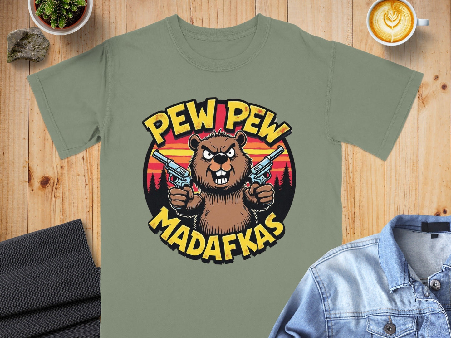 T-Shirt Pew Pew Madafkas Beaver, Tee Shirt Funny Animal, Beaver T-Shirt, Offensive T-Shirt, Novelty Tee, Graphic Tee Shirt, Funny TShirt - IconVexa