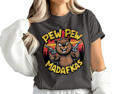 T-Shirt Pew Pew Madafkas Beaver, Tee Shirt Funny Animal, Beaver T-Shirt, Offensive T-Shirt, Novelty Tee, Graphic Tee Shirt, Funny TShirt - IconVexa
