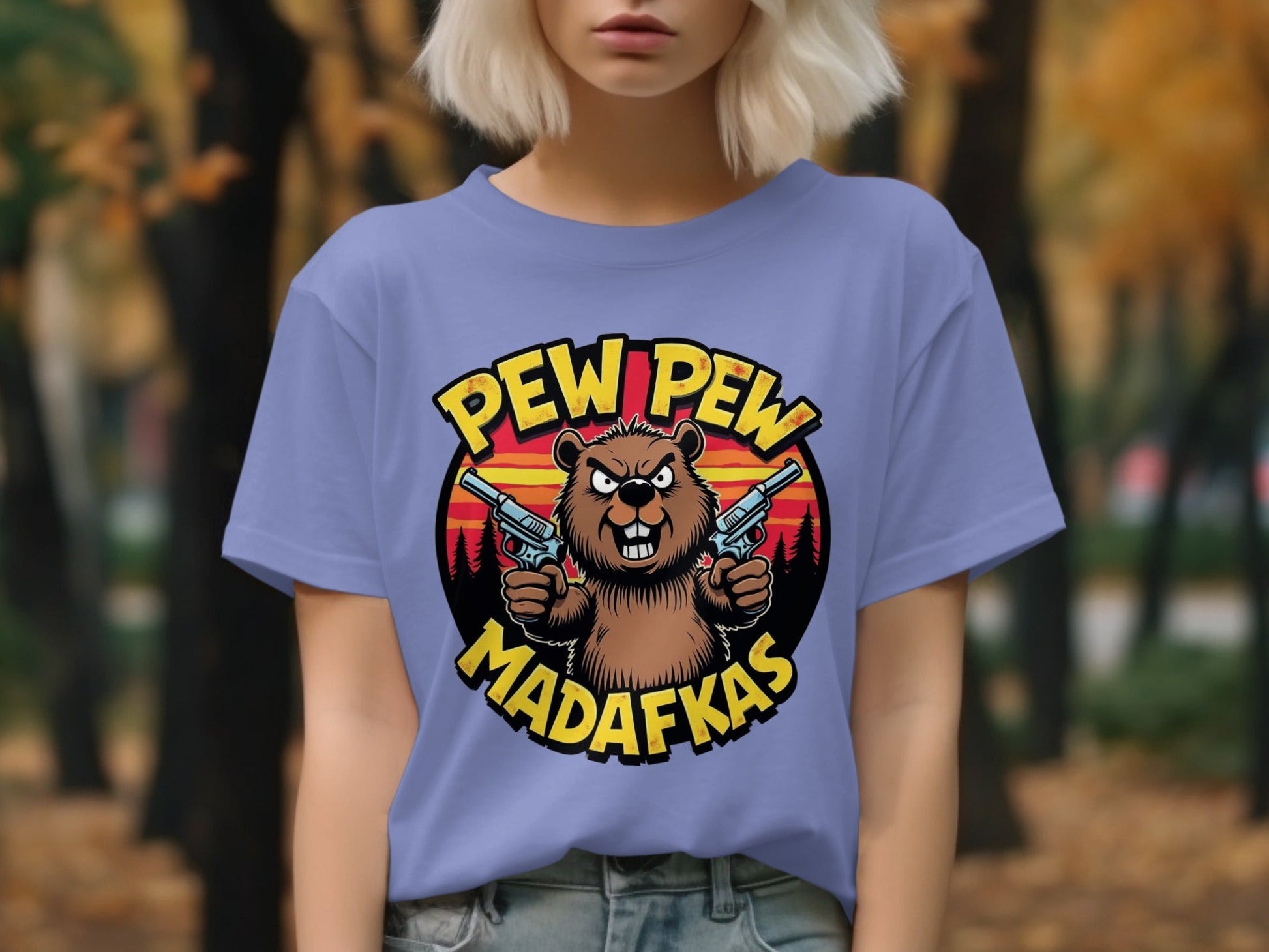 T-Shirt Pew Pew Madafkas Beaver, Tee Shirt Funny Animal, Beaver T-Shirt, Offensive T-Shirt, Novelty Tee, Graphic Tee Shirt, Funny TShirt - IconVexa
