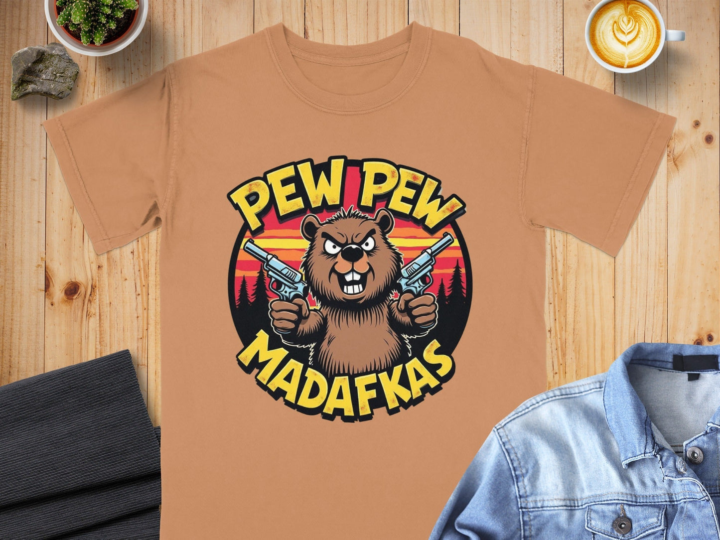 T-Shirt Pew Pew Madafkas Beaver, Tee Shirt Funny Animal, Beaver T-Shirt, Offensive T-Shirt, Novelty Tee, Graphic Tee Shirt, Funny TShirt - IconVexa