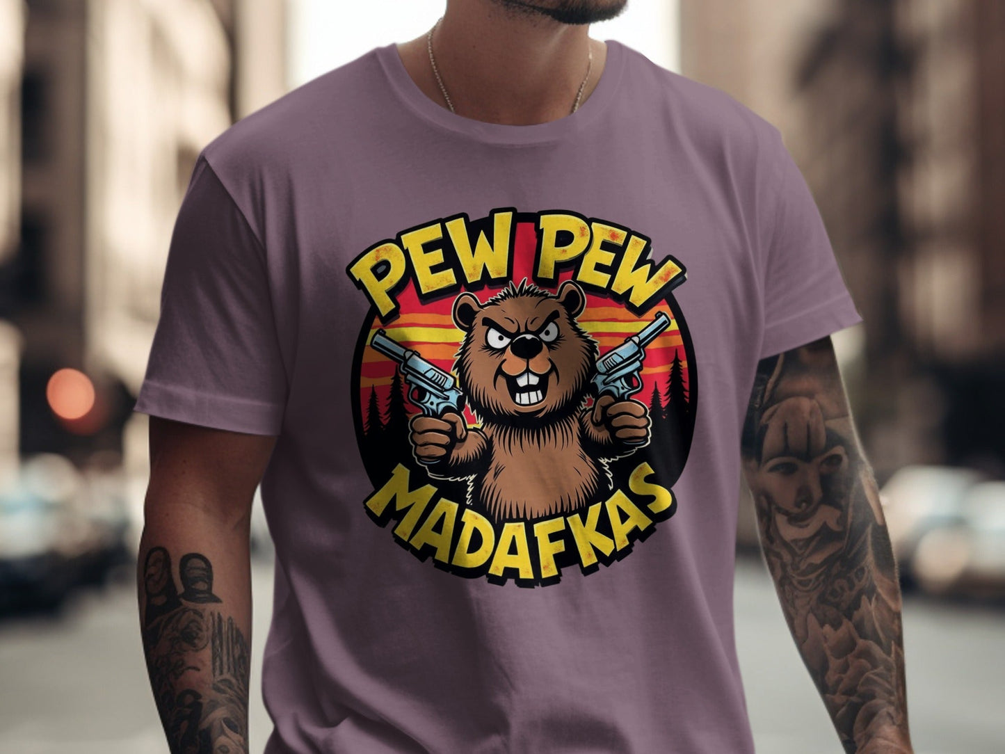 T-Shirt Pew Pew Madafkas Beaver, Tee Shirt Funny Animal, Beaver T-Shirt, Offensive T-Shirt, Novelty Tee, Graphic Tee Shirt, Funny TShirt - IconVexa