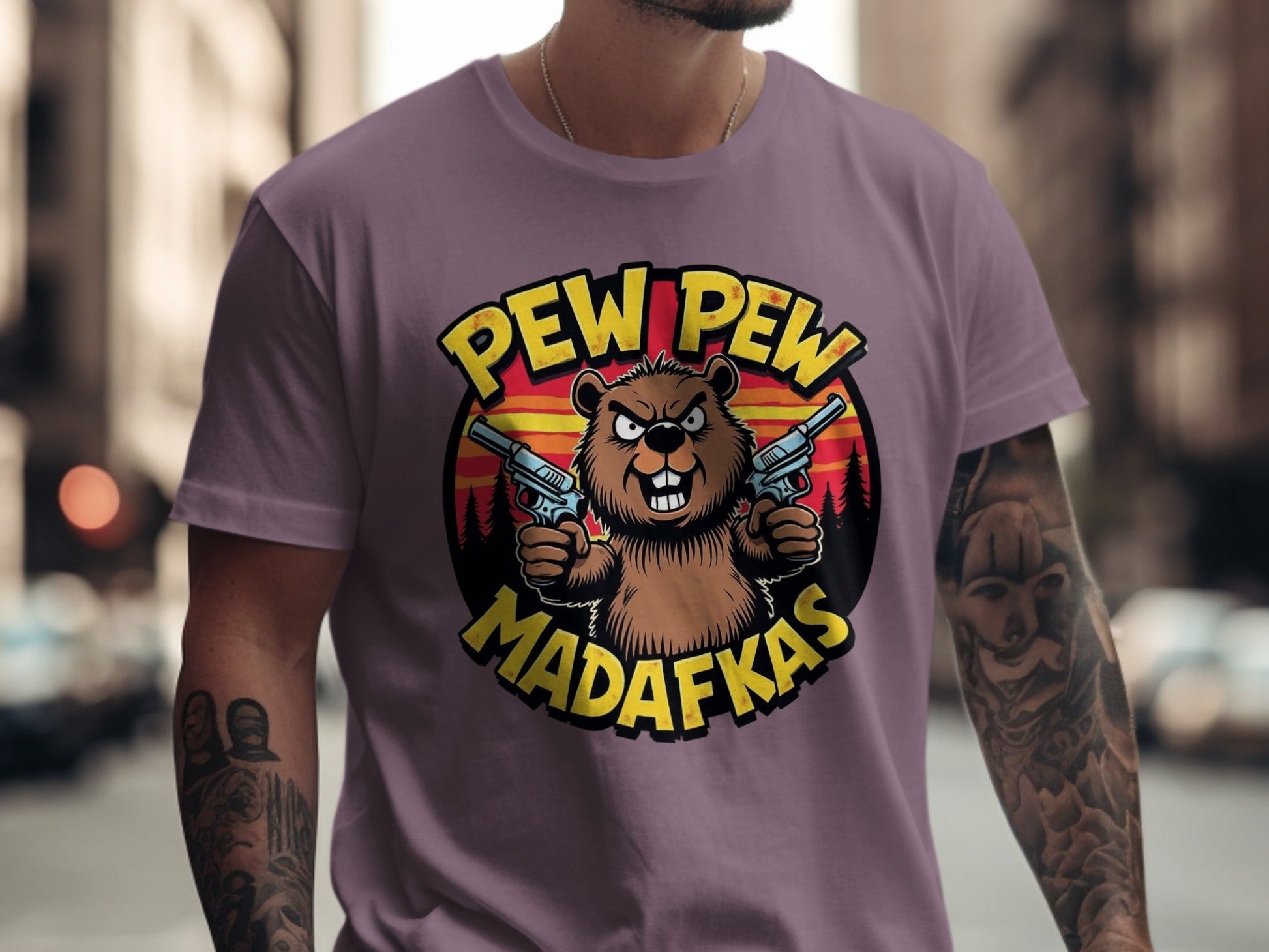 T-Shirt Pew Pew Madafkas Beaver, Tee Shirt Funny Animal, Beaver T-Shirt, Offensive T-Shirt, Novelty Tee, Graphic Tee Shirt, Funny TShirt - IconVexa