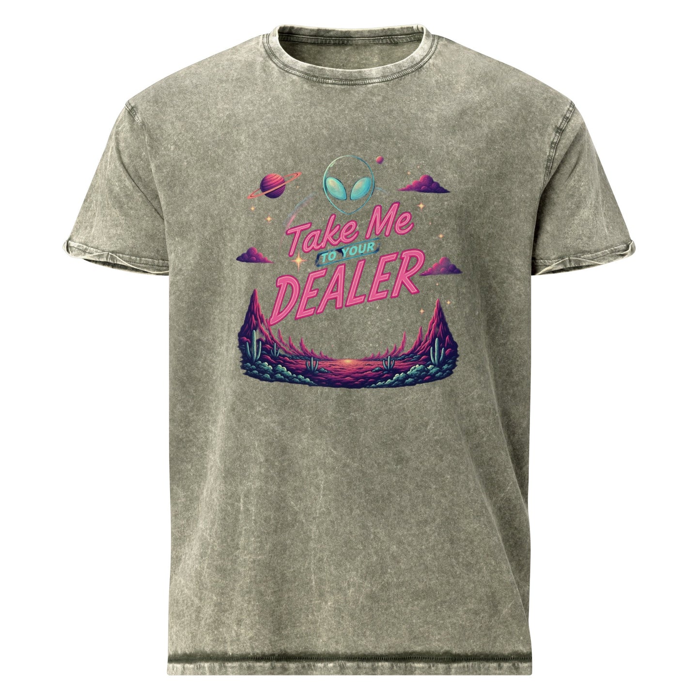 Take Me To Your Dealer Alien Tee | Funny UFO Shirt | Sci - Fi Retro Streetwear Graphic Tee - IconVexa