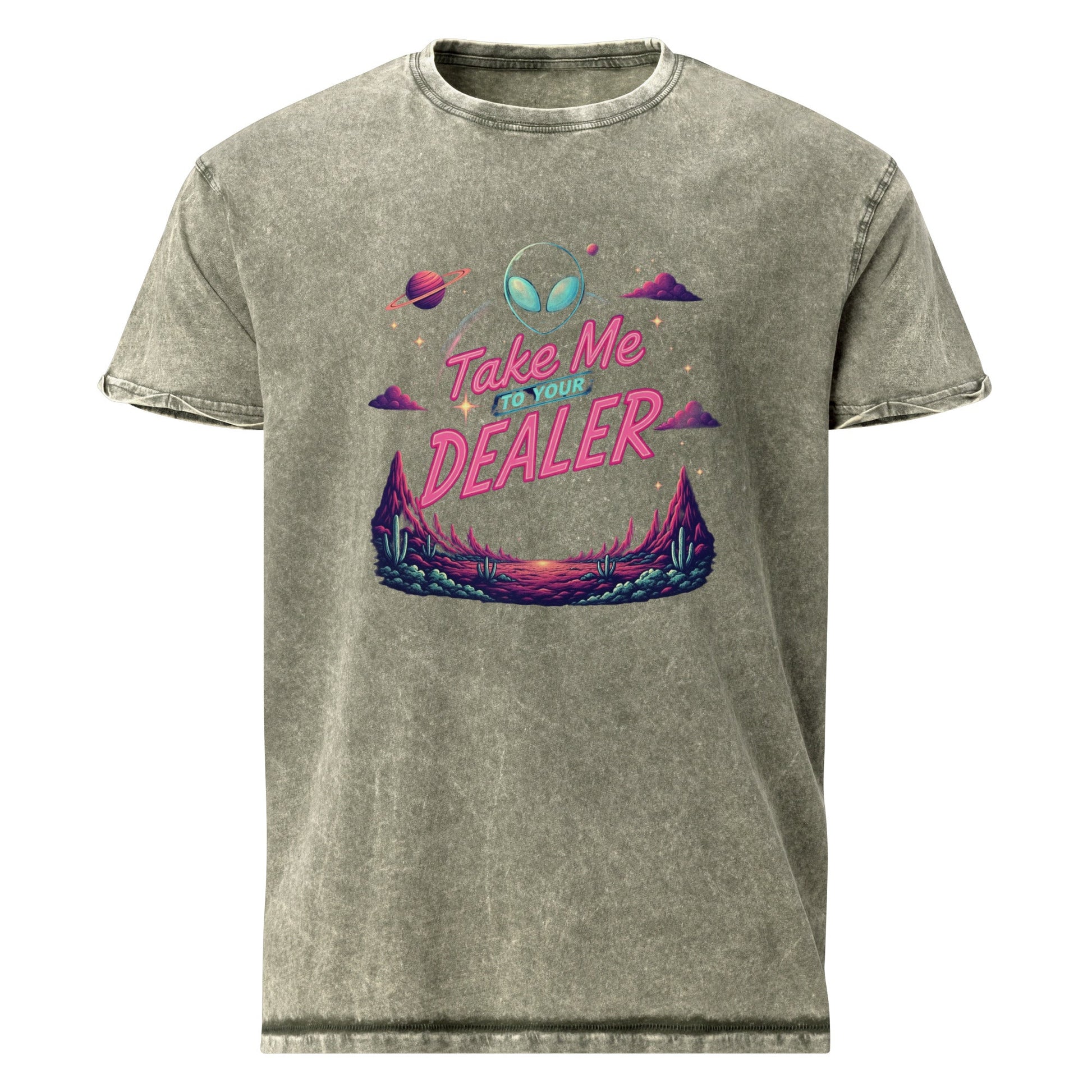 Take Me To Your Dealer Alien Tee | Funny UFO Shirt | Sci - Fi Retro Streetwear Graphic Tee - IconVexa