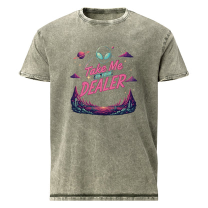 Take Me To Your Dealer Alien Tee | Funny UFO Shirt | Sci - Fi Retro Streetwear Graphic Tee - IconVexa