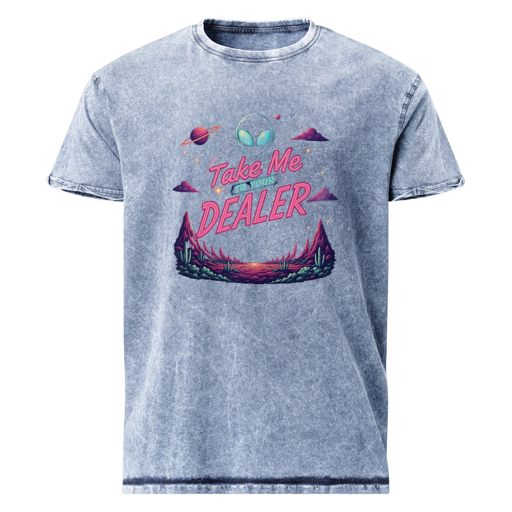 Take Me To Your Dealer Alien Tee | Funny UFO Shirt | Sci - Fi Retro Streetwear Graphic Tee - IconVexa
