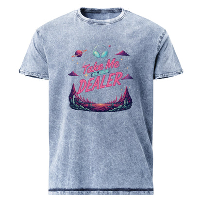 Take Me To Your Dealer Alien Tee | Funny UFO Shirt | Sci - Fi Retro Streetwear Graphic Tee - IconVexa