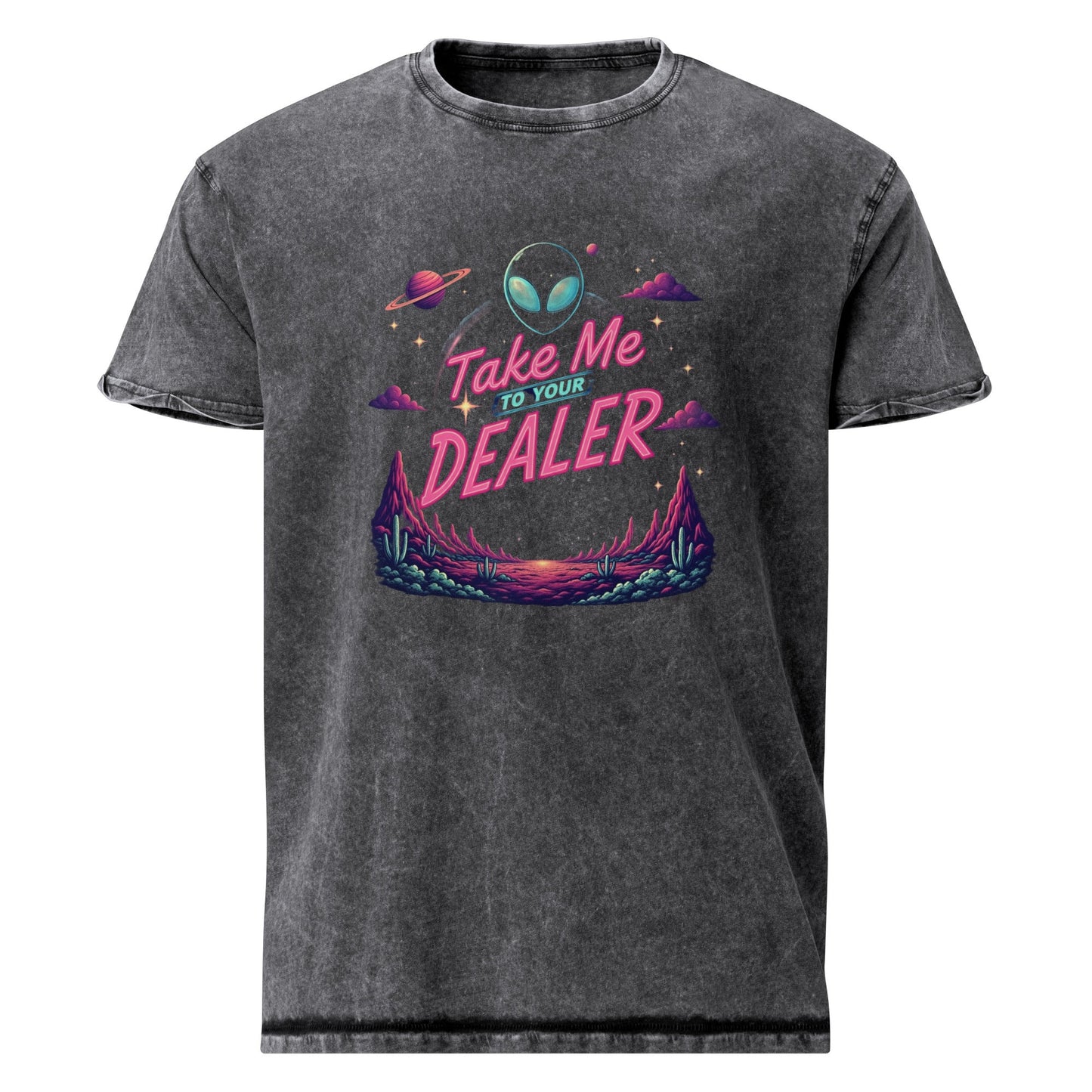 Take Me To Your Dealer Alien Tee | Funny UFO Shirt | Sci - Fi Retro Streetwear Graphic Tee - IconVexa