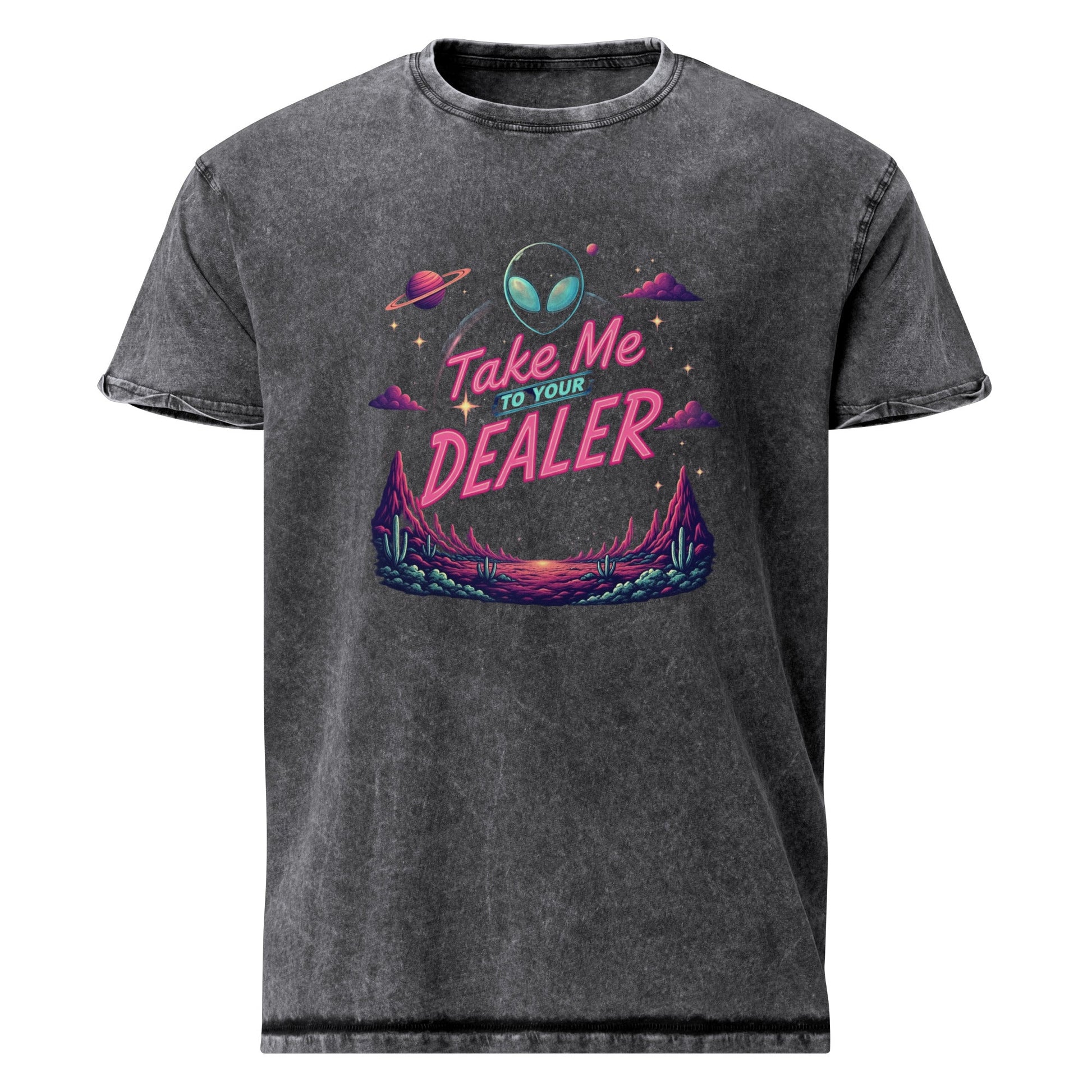 Take Me To Your Dealer Alien Tee | Funny UFO Shirt | Sci - Fi Retro Streetwear Graphic Tee - IconVexa