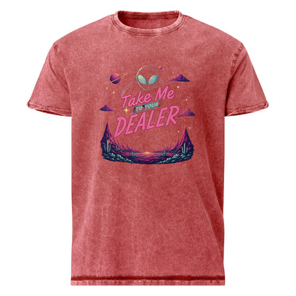 Take Me To Your Dealer Alien Tee | Funny UFO Shirt | Sci - Fi Retro Streetwear Graphic Tee - IconVexa