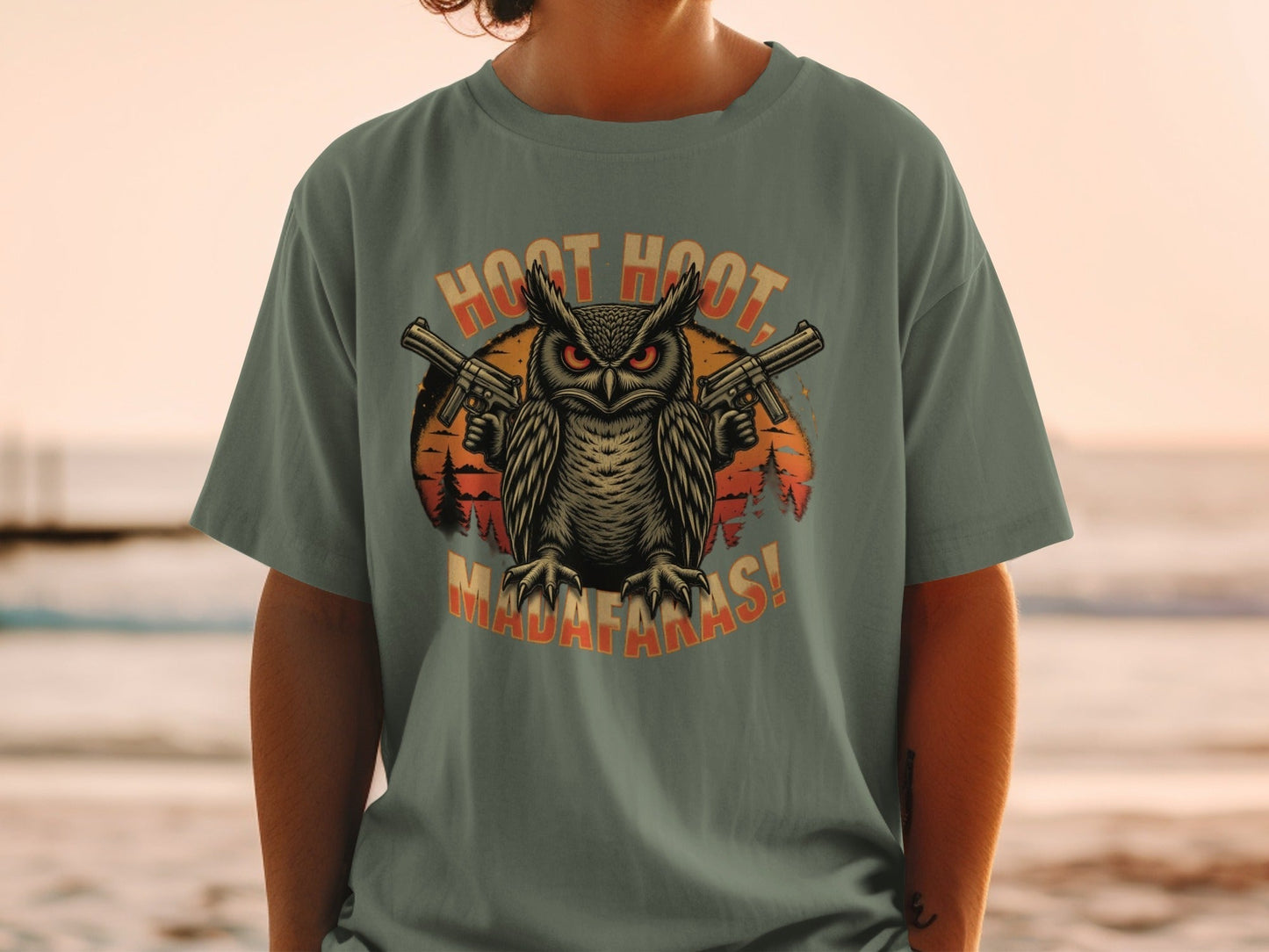 Tee Shirt Owl Gangster, Hoot Hoot Madafakas Funny T-Shirt, Cool Owl Tee, Owl T-Shirt With Guns, Animal T-Shirt, Unique Graphic Tee - IconVexa
