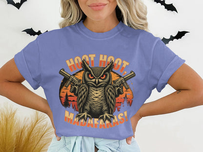 Tee Shirt Owl Gangster, Hoot Hoot Madafakas Funny T-Shirt, Cool Owl Tee, Owl T-Shirt With Guns, Animal T-Shirt, Unique Graphic Tee - IconVexa