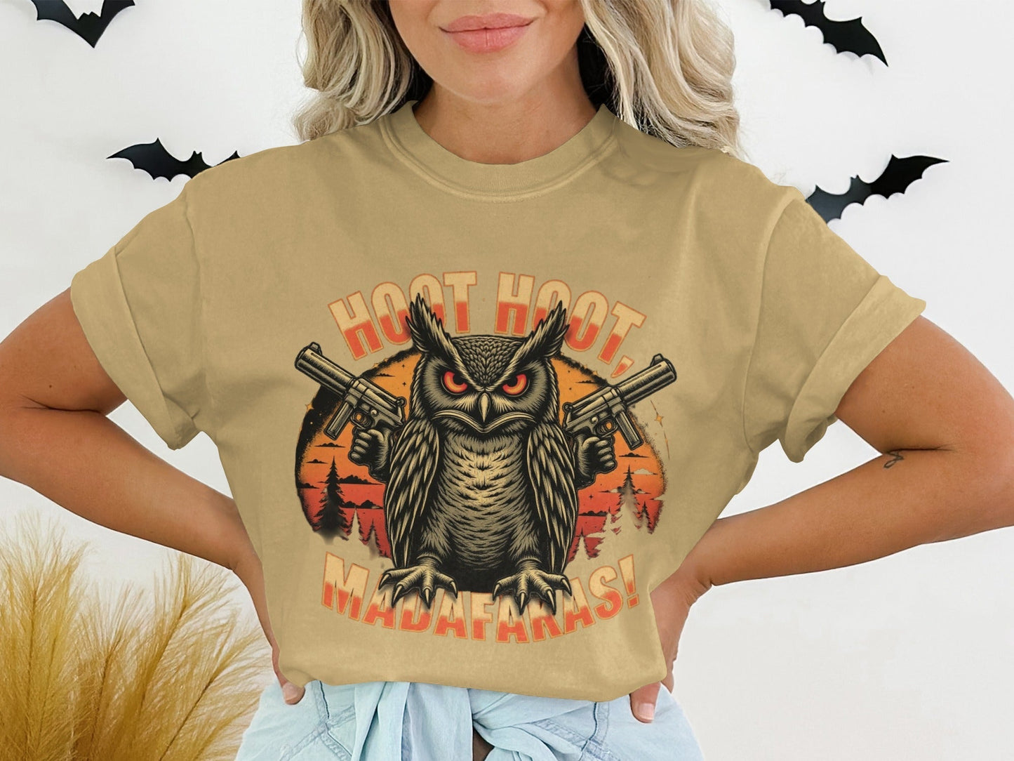 Tee Shirt Owl Gangster, Hoot Hoot Madafakas Funny T-Shirt, Cool Owl Tee, Owl T-Shirt With Guns, Animal T-Shirt, Unique Graphic Tee - IconVexa