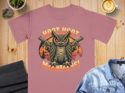 Tee Shirt Owl Gangster, Hoot Hoot Madafakas Funny T-Shirt, Cool Owl Tee, Owl T-Shirt With Guns, Animal T-Shirt, Unique Graphic Tee - IconVexa