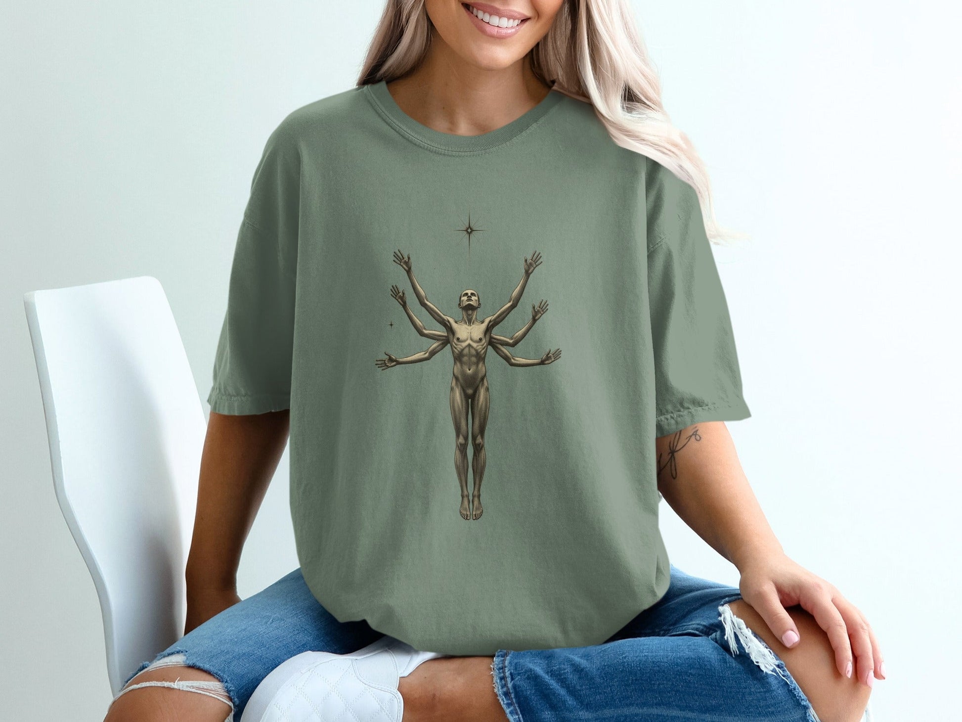 The Man With Six Arms Artistic Symbolism Graphic T-Shirt - IconVexa