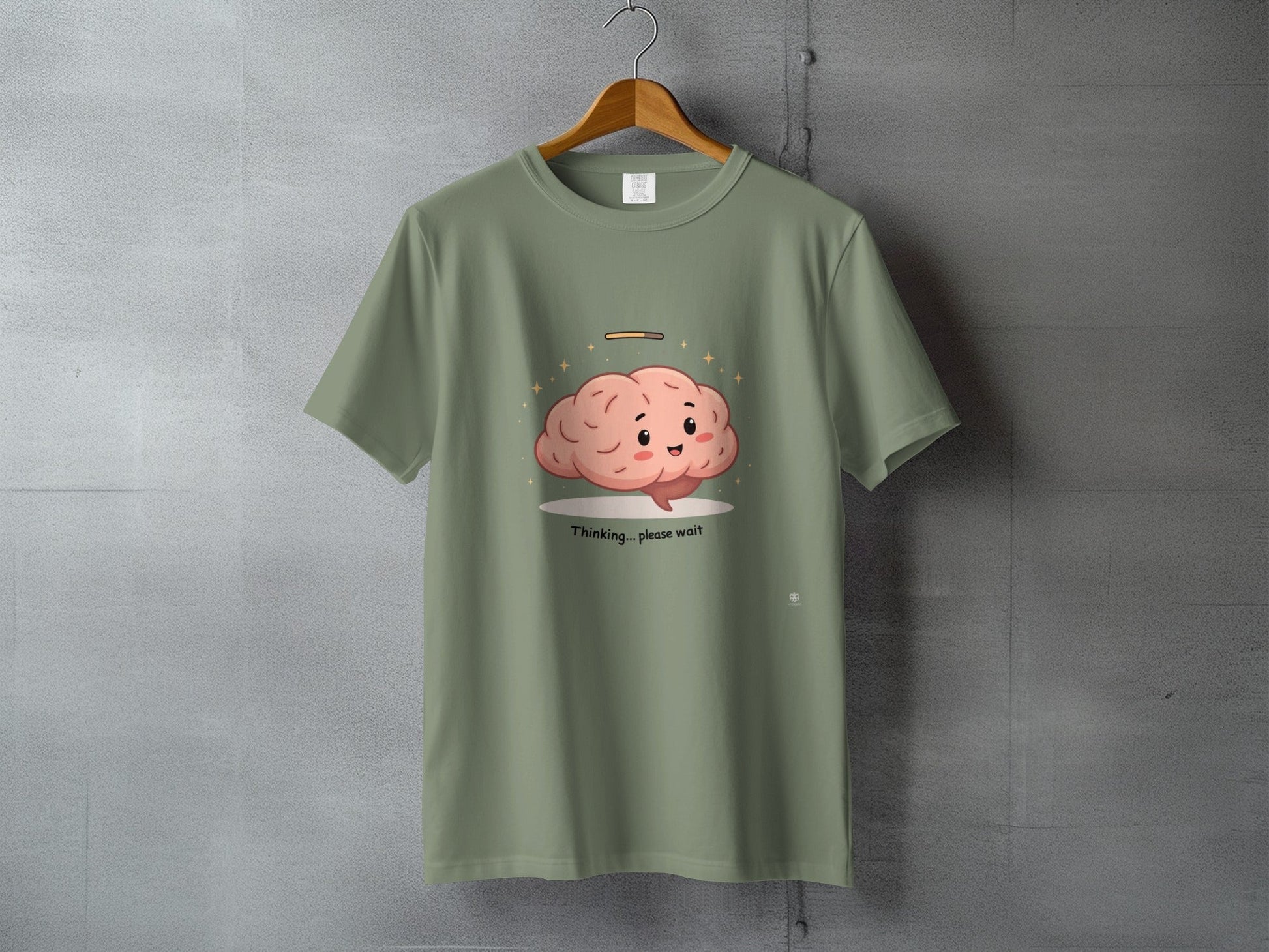 Thinking Brain T-Shirt, Funny Brain Tee, Loading Brain Shirt, Cute Brain Apparel, Intellectual Gift, Graphic Tee, T-Shirt - IconVexa