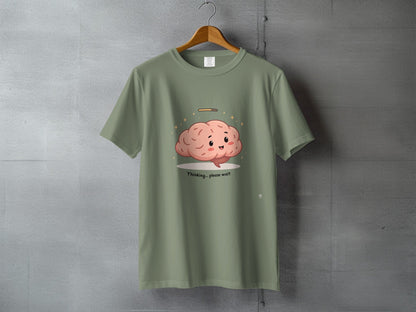 Thinking Brain T-Shirt, Funny Brain Tee, Loading Brain Shirt, Cute Brain Apparel, Intellectual Gift, Graphic Tee, T-Shirt - IconVexa