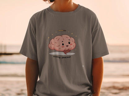 Thinking Brain T-Shirt, Funny Brain Tee, Loading Brain Shirt, Cute Brain Apparel, Intellectual Gift, Graphic Tee, T-Shirt - IconVexa