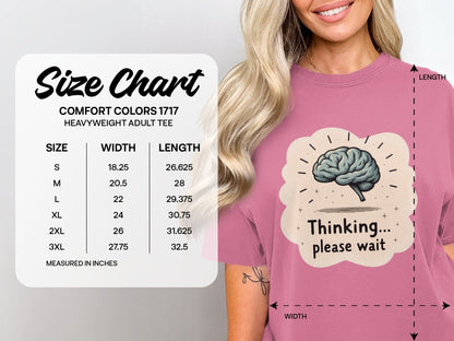 Thinking Please Wait T-Shirt, Brain Design T-Shirt, Funny T-Shirt, Graphic Tee, Trendy Shirt, Gift Idea - IconVexa